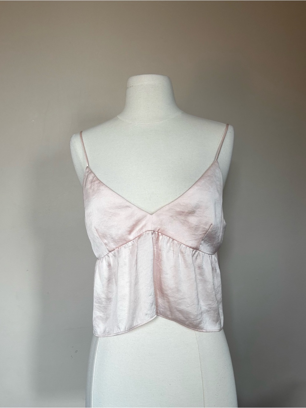 Little Moon Aritzia Pink Satin Camisole Crop Top